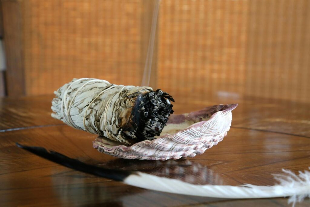 sage burning to create a peaceful home